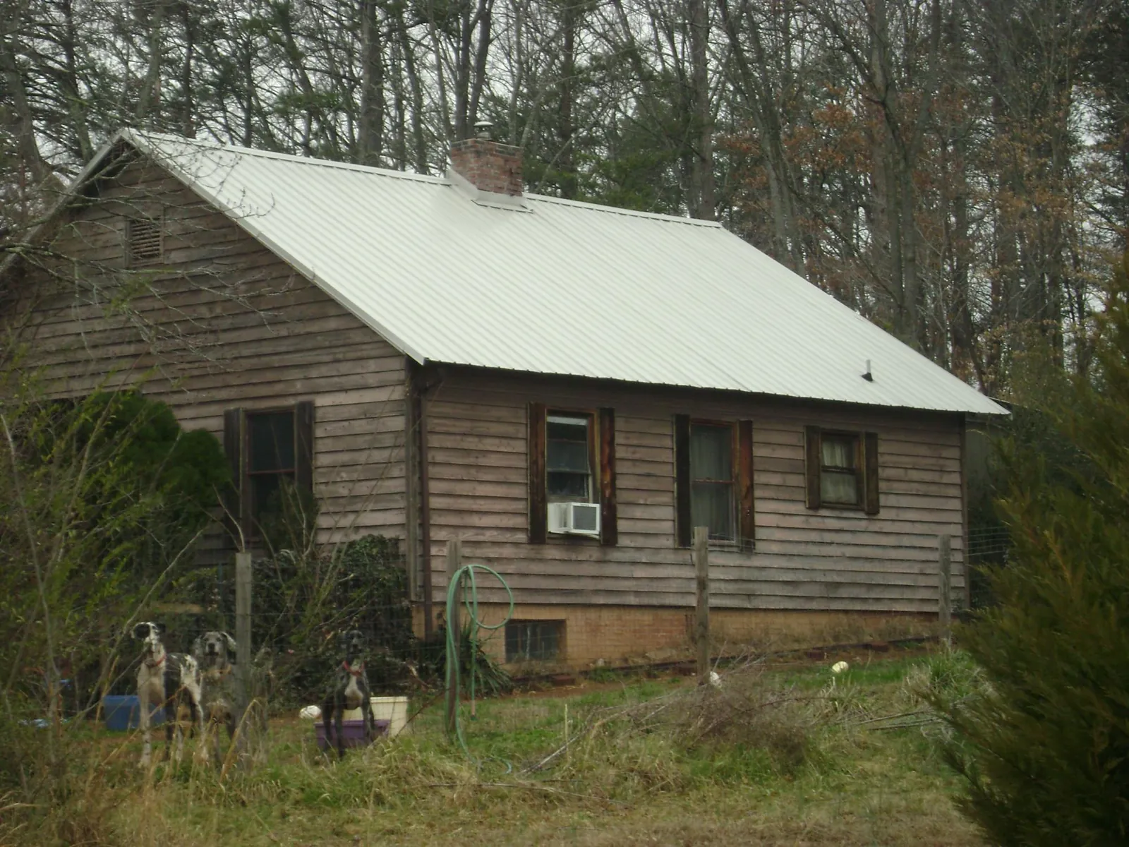 White metal roof on an old wood sided farmhouse, from a Asphalt Shingle Roof Repair job in Maitland